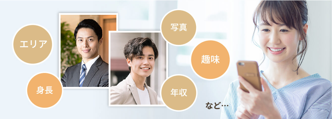 エリア、身長、写真、趣味、年収など・・・